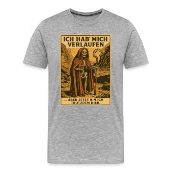 Sensemann hat sich verlaufen - Männer Premium Bio T-Shirt - Grau meliert - Vorne - Damien (186cm)