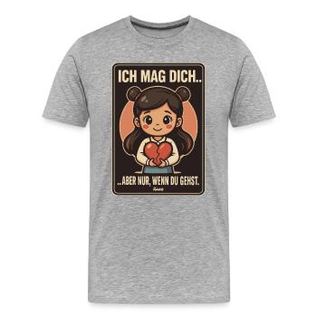 Je t’aime bien – si tu y vas ! - T-shirt bio Premium Homme - gris chiné - Devant - Damien (186cm)