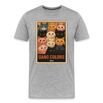 Couleurs du gang - Cats Gang - T-shirt bio Premium Homme - gris chiné - Devant - Damien (186cm)