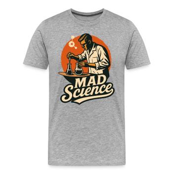 Un savant fou dans le labo - T-shirt bio Premium Homme - gris chiné - Devant - Damien (186cm)