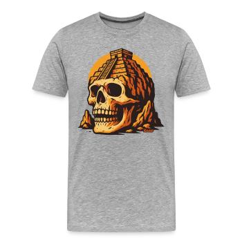 Skull with temple and sunset - Men's Premium Organic T-Shirt - heather grey - Front - Damien (186cm)