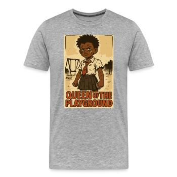 Reine écolière forte sur la cour de récréation - T-shirt bio Premium Homme - gris chiné - Devant - Damien (186cm)