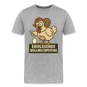 Stressed chicken with horns and wild look - Men's Premium Organic T-Shirt - heather grey - Front - Damien (186cm)