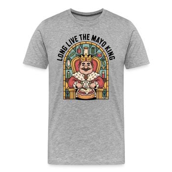 Mayonnaise Roi Sur Le Trône Avec Sandwich BD - T-shirt bio Premium Homme - gris chiné - Devant - Damien (186cm)