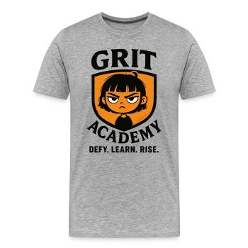 Girl in the Backbone Academy Coat of Arms Comic - Men's Premium Organic T-Shirt - heather grey - Front - Damien (186cm)