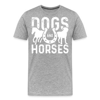 Hunde und Pferde - Männer Premium Bio T-Shirt - Grau meliert - Vorne - Damien (186cm)