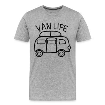 Freiheit und Abenteuer: Camping Leben - Männer Premium Bio T-Shirt - Grau meliert - Vorne - Damien (186cm)