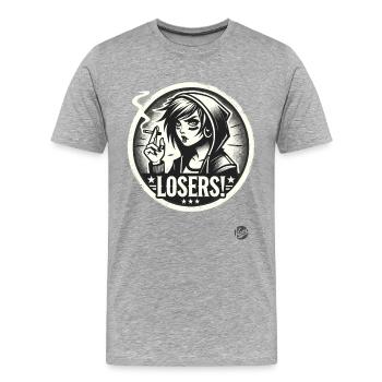 Edgy Alternative Goth Punk Girl : Losers - T-shirt bio Premium Homme - gris chiné - Devant - Damien (186cm)