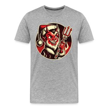 Petit Père Noël Satan Claus - T-shirt bio Premium Homme - gris chiné - Devant - Damien (186cm)