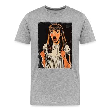 Film d’horreur : Girl’s Scream, horreur pure - T-shirt bio Premium Homme - gris chiné - Devant - Damien (186cm)
