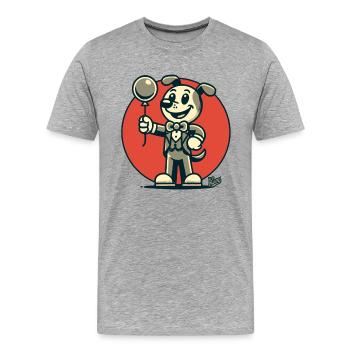 Schick gekleideter Hund mit einem Ballon - Männer Premium Bio T-Shirt - Grau meliert - Vorne - Damien (186cm)