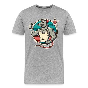 Fit Gym Rat Thumbs Up - Men's Premium Organic T-Shirt - heather grey - Front - Damien (186cm)