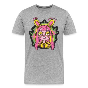 Un étrange lapin - T-shirt bio Premium Homme - gris chiné - Devant - Damien (186cm)