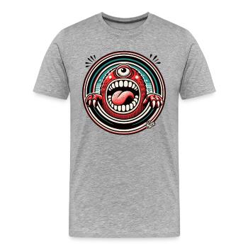Monstre fou drôle Cyclope - T-shirt bio Premium Homme - gris chiné - Devant - Damien (186cm)