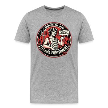 Dante im Fegefeuer derHölle mit den Sündern - Männer Premium Bio T-Shirt - Grau meliert - Vorne - Damien (186cm)