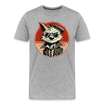 Vieux chien détective échevelé - T-shirt bio Premium Homme - gris chiné - Devant - Damien (186cm)