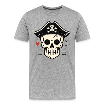 Pirate Skull Skull - Men's Premium Organic T-Shirt - heather grey - Front - Damien (186cm)