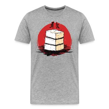 Une pile de tofu japonais - T-shirt bio Premium Homme - gris chiné - Devant - Damien (186cm)