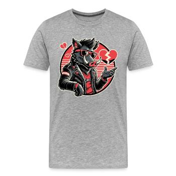 Cool Biker Briseur de cœur Cochon - T-shirt bio Premium Homme - gris chiné - Devant - Damien (186cm)