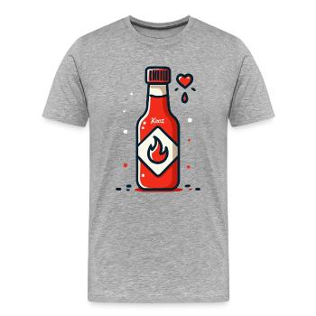 Sauce flambée, piquante et épicée - T-shirt bio Premium Homme - gris chiné - Devant - Damien (186cm)