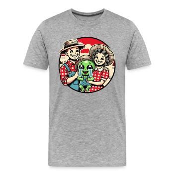 The Clarks and their adopted cute alien boy - Men's Premium Organic T-Shirt - heather grey - Front - Damien (186cm)
