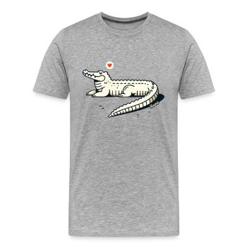 Cool Alligator – Décontracté et élégant - T-shirt bio Premium Homme - gris chiné - Devant - Damien (186cm)