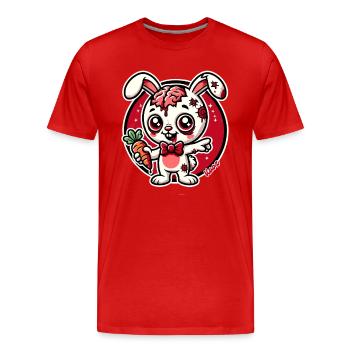 Zombie bunny with brain and carrot - Men's Premium Organic T-Shirt - red - Front - Damien (186cm)