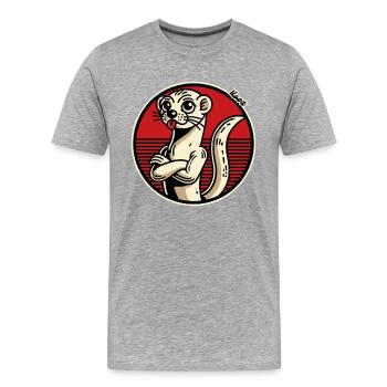 Cheeky weasel sticks out his tongue - Men's Premium Organic T-Shirt - heather grey - Front - Damien (186cm)