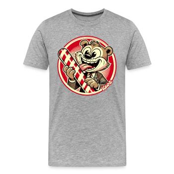 Drôle d’animal en costume avec une canne à sucre - T-shirt bio Premium Homme - gris chiné - Devant - Damien (186cm)