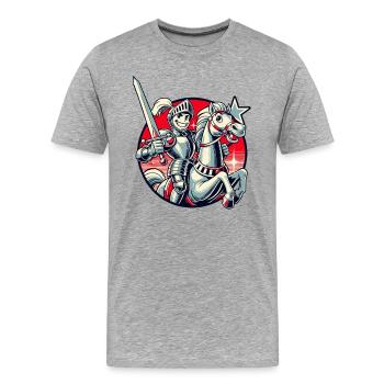 Medieval knight on his horse - Men's Premium Organic T-Shirt - heather grey - Front - Damien (186cm)