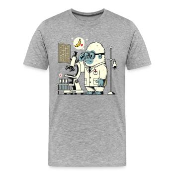 Scientist gorilla monkey in the laboratory - Men's Premium Organic T-Shirt - heather grey - Front - Damien (186cm)