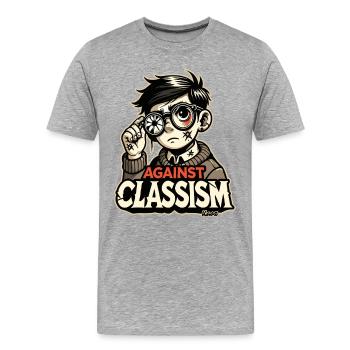 Pauvre garçon aux lunettes cassées : contre le classisme - T-shirt bio Premium Homme - gris chiné - Devant - Damien (186cm)