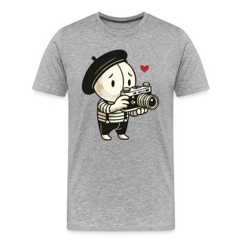Le photographe timide de la pantomime - T-shirt bio Premium Homme - gris chiné - Devant - Damien (186cm)