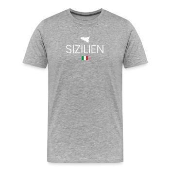 Sizilien Urlaub - Männer Premium Bio T-Shirt - Grau meliert - Vorne - Damien (186cm)