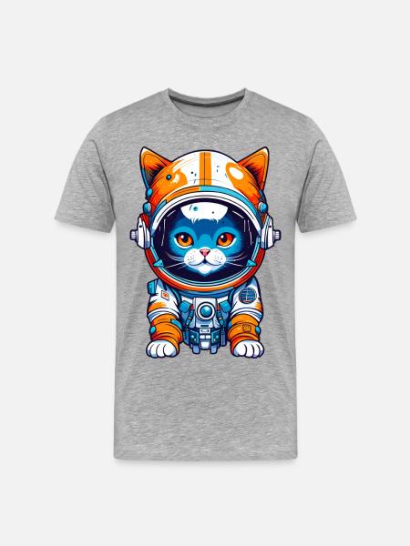 Space Cat 01 - Men's Premium Organic T-Shirt - heather grey