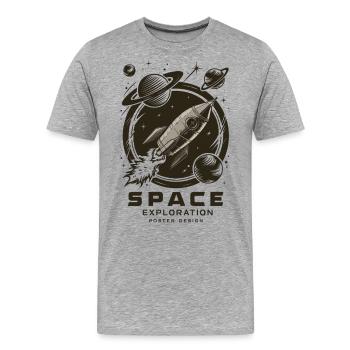 Weltraum Erkundung Abenteuer - Männer Premium Bio T-Shirt - Grau meliert - Vorne - Damien (186cm)