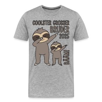 Dabbing Faultier Bääm! Coolster Großer Bruder 2025 - Männer Premium Bio T-Shirt - Grau meliert - Vorne - Damien (186cm)