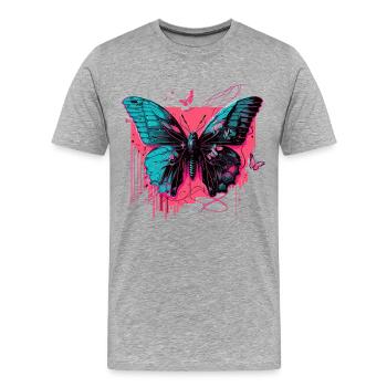 Schmetterling im Technicolor-Schein - Männer Premium Bio T-Shirt - Grau meliert - Vorne - Damien (186cm)