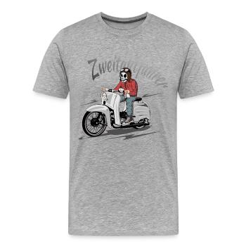 Simson Schwalbe Zweitaktfahrer - Männer Premium Bio T-Shirt - Grau meliert - Vorne - Damien (186cm)