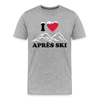 J'aime Apres Ski - T-shirt bio Premium Homme - gris chiné - Devant - Damien (186cm)
