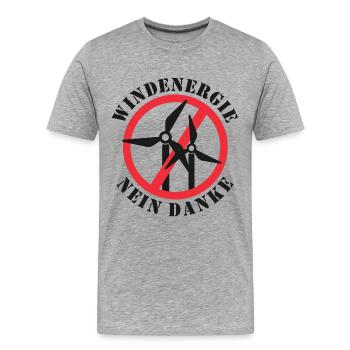Windenergie Nein Danke - Männer Premium Bio T-Shirt - Grau meliert - Vorne - Damien (186cm)