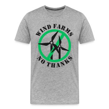 Parcs éoliens Non merci - T-shirt bio Premium Homme - gris chiné - Devant - Damien (186cm)