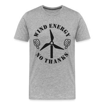 Wind Energy No Thanks, Thumbs down - Men's Premium Organic T-Shirt - heather grey - Front - Damien (186cm)