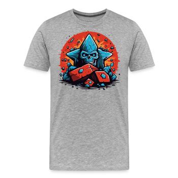 Zombie Schädel auf den Felsen - Männer Premium Bio T-Shirt - Grau meliert - Vorne - Damien (186cm)
