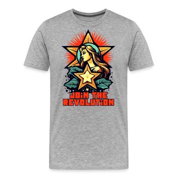 Faites partie de la révolution - T-shirt bio Premium Homme - gris chiné - Devant - Damien (186cm)