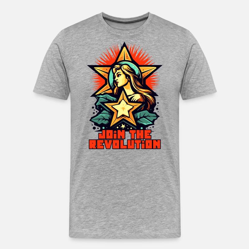 Werde Teil der Revolution - Männer Premium Bio T-Shirt - Grau meliert