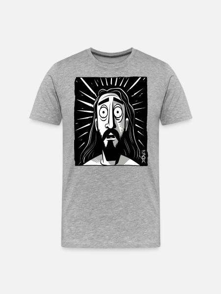 Cartoon Jesus Man - Men's Premium Organic T-Shirt - heather grey
