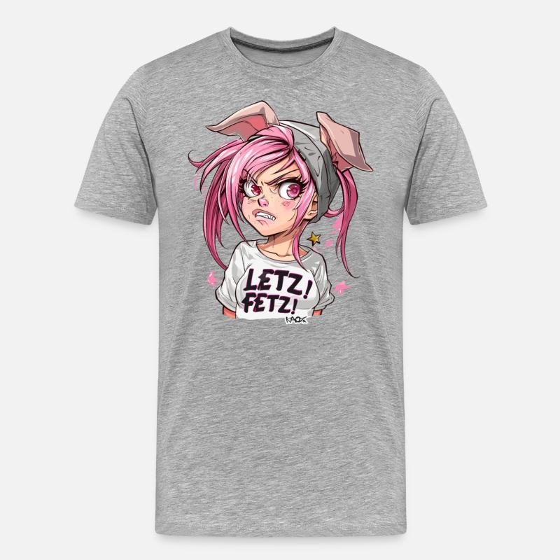 Selbstbewußt und stark, cooles Schweine-Mädchen - Männer Premium Bio T-Shirt - Grau meliert