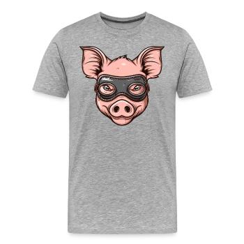 Funny Leather Mask Pig - Men's Premium Organic T-Shirt - heather grey - Front - Damien (186cm)