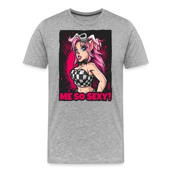 Attraktives Schweine-Mädchen ist so sexy - Männer Premium Bio T-Shirt - Grau meliert - Vorne - Damien (186cm)
